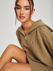 Urban Bliss Brown Half Zip Dress - Image 4 of 4