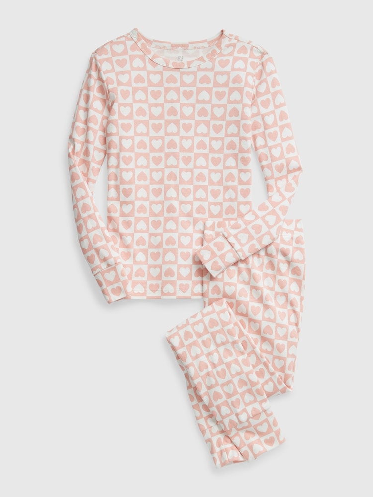 Gap Pink Check Hearts Long Sleeve Pyjama Set - Image 1 of 1