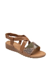 Lotus Footwear Brown Casual Open Toe Wedge Sandal - Image 1 of 4