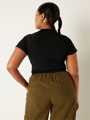 Victoria's Secret PINK Pure Black Cotton ShortSleeve Raglan Crop Top - Image 2 of 4