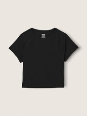 Victoria's Secret PINK Pure Black Cotton ShortSleeve Raglan Crop Top - Image 4 of 4