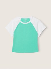 Victoria's Secret PINK Teal Ice Cotton ShortSleeve Raglan Crop Top - Image 4 of 4