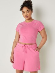 Victoria's Secret PINK Dreamy Pink Cotton ShortSleeve Raglan Crop Top - Image 1 of 4
