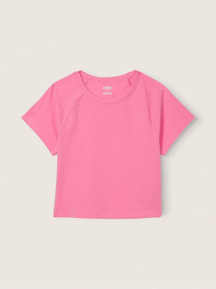 Victoria's Secret PINK Dreamy Pink Cotton ShortSleeve Raglan Crop Top - Image 4 of 4 Victoria's Secret PINK Dreamy Pink Cotton ShortSleeve Raglan Crop Top - Image 4 of 4