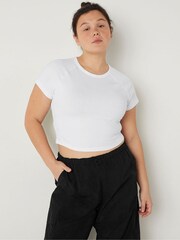 Victoria's Secret PINK Optic White Cotton Short Sleeve Raglan Crop Top - Image 1 of 4