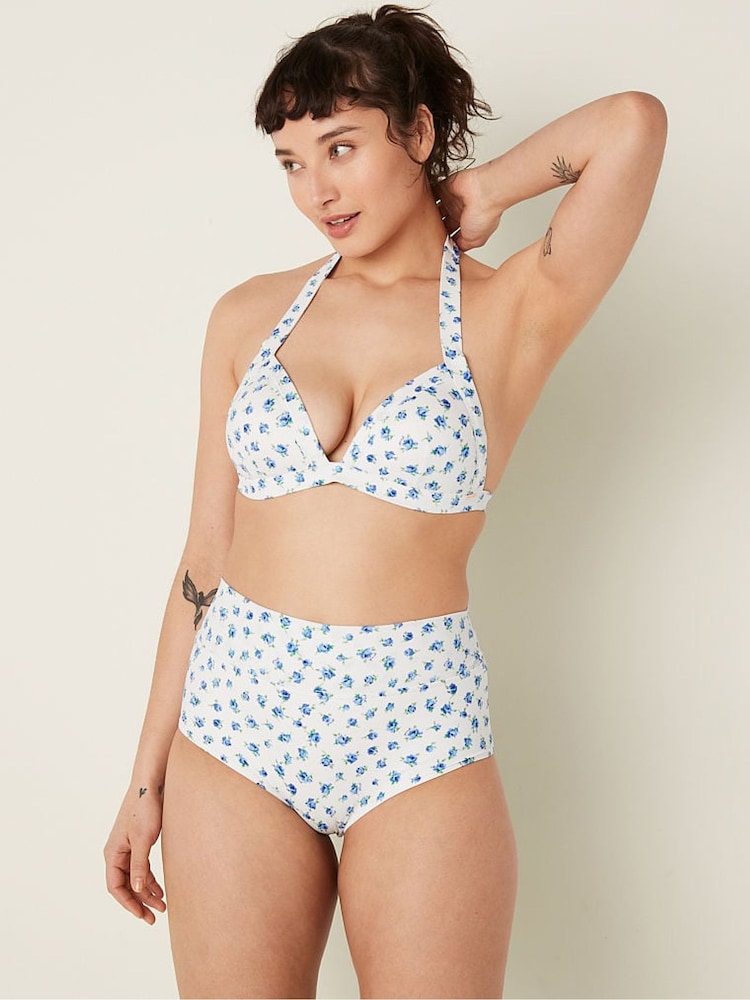 Victoria's Secret PINK White Morning Sky Floral High Waisted Bikini Bottom - Image 1 of 4