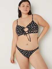 Victoria's Secret PINK Pure Black Floral Brief Bikini Bottom - Image 1 of 4