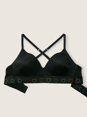 Victoria's Secret PINK Pure Black Rainbow Diamante Non Wired Lightly Lined Smooth T-Shirt Bra - Image 4 of 5
