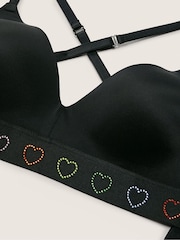 Victoria's Secret PINK Pure Black Rainbow Diamante Non Wired Lightly Lined Smooth T-Shirt Bra - Image 5 of 5