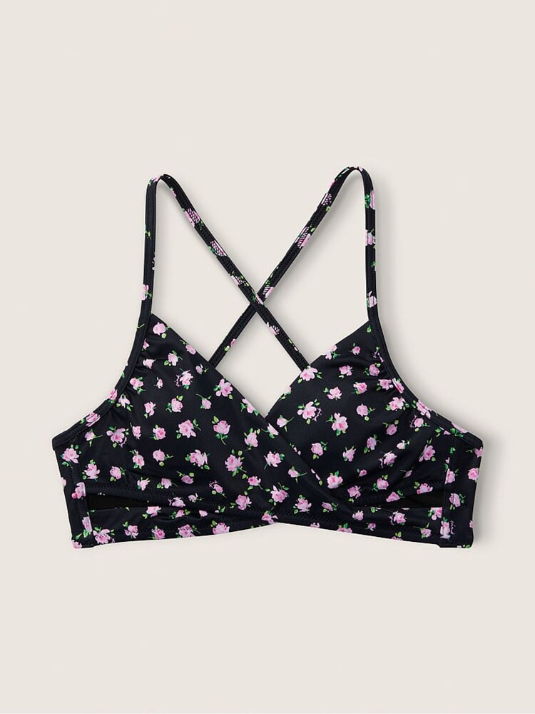 Victoria's Secret PINK Pure Black Floral Body Wrap Bikini Top - Image 4 of 4