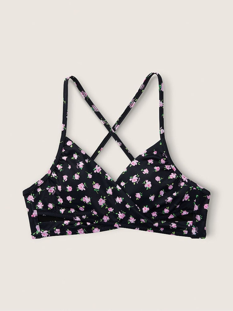Victoria's Secret PINK Pure Black Floral Body Wrap Bikini Top - Image 4 of 4 Victoria's Secret PINK Pure Black Floral Body Wrap Bikini Top - Image 4 of 4