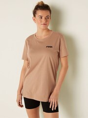Victoria's Secret PINK Mocha Latte Brown Short Sleeve T-Shirt - Image 1 of 5