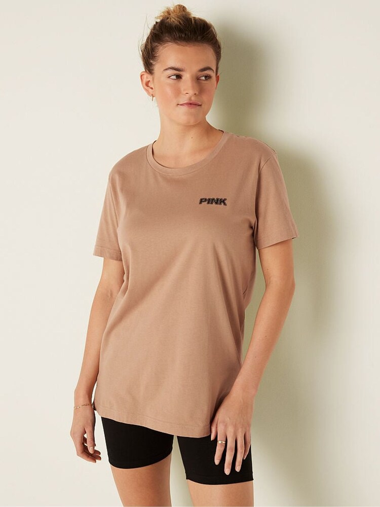 Victoria's Secret PINK Mocha Latte Brown Short Sleeve T-Shirt - Image 1 of 5