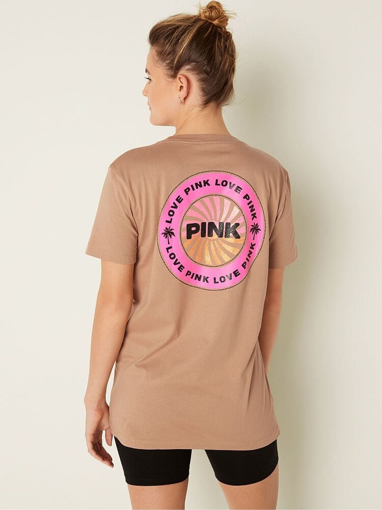 Victoria's Secret PINK Mocha Latte Brown Short Sleeve T-Shirt - Image 2 of 5
