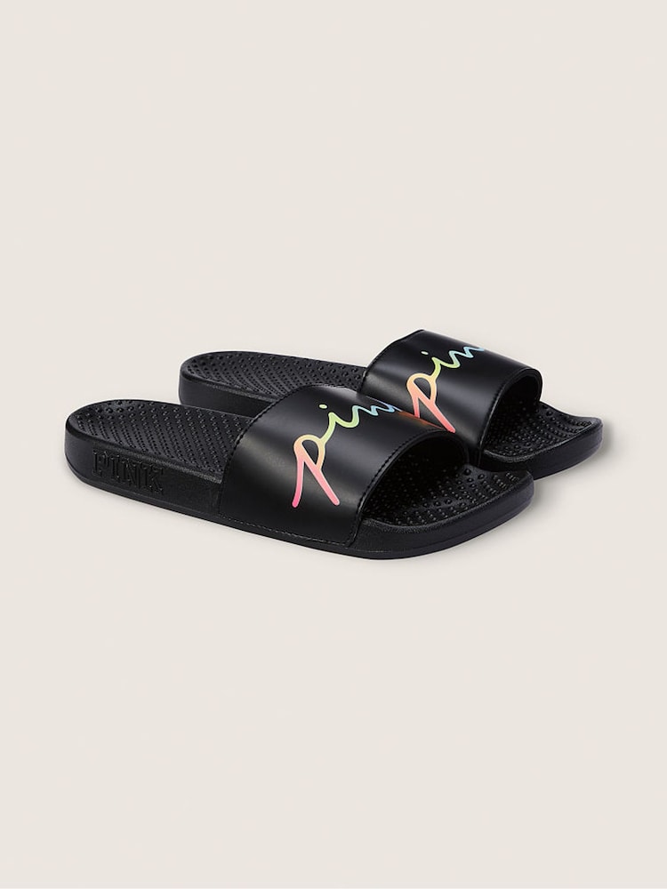 Victoria's Secret PINK Pure Black Gradient Logo Sliders - Image 1 of 3
