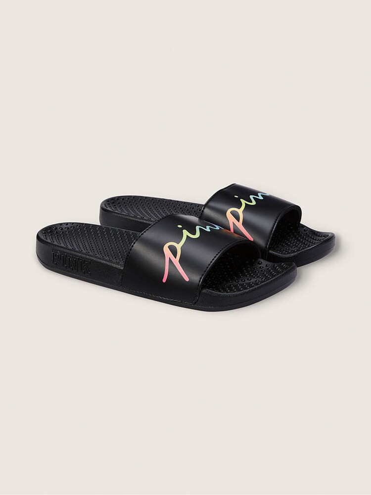 Victoria's Secret PINK Pure Black Gradient Logo Sliders - Image 1 of 3 Victoria's Secret PINK Pure Black Gradient Logo Sliders - Image 1 of 3