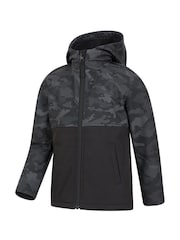 Mountain Warehouse Black Camo Exodus Water Resistant Softshell Jacket - Kids - Image 2 of 2