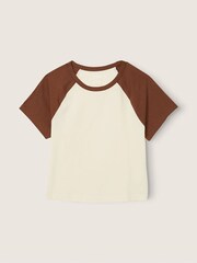 Victoria's Secret PINK Soft Cappuccino Brown Cotton ShortSleeve Raglan Crop Top - Image 4 of 4