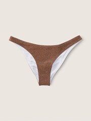 Victoria's Secret PINK Soft Cappuccino Brown Cheeky Shimmer High Waist Cheeky Bikini Bottom - Image 3 of 4