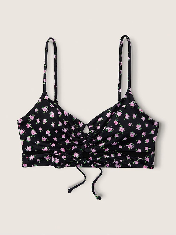 Victoria's Secret PINK Pure Black Floral Cutout Bikini Top - Image 4 of 4 Victoria's Secret PINK Pure Black Floral Cutout Bikini Top - Image 4 of 4