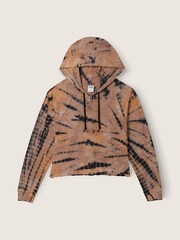Victoria's Secret PINK Oslo Burst Tie Dye Brown Cotton Slub Cropped Zip Up Hoodie - Image 5 of 5