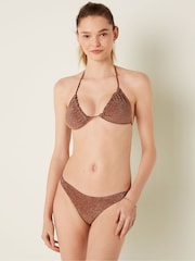 Victoria's Secret PINK Soft Cappuccino Brown Triangle Shimmer Bikini Top - Image 1 of 4
