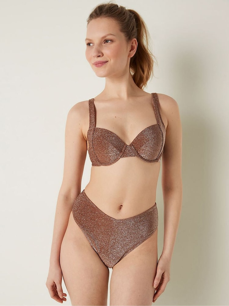 Victoria's Secret PINK Soft Cappucino Push Up Shimmer Bikini Top - Image 1 of 4 Victoria's Secret PINK Soft Cappucino Push Up Shimmer Bikini Top - Image 1 of 4