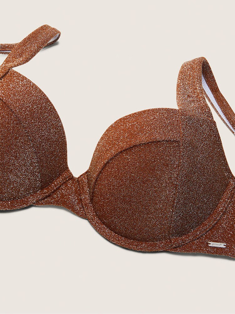 Victoria's Secret PINK Soft Cappucino Push Up Shimmer Bikini Top - Image 4 of 4 Victoria's Secret PINK Soft Cappucino Push Up Shimmer Bikini Top - Image 4 of 4