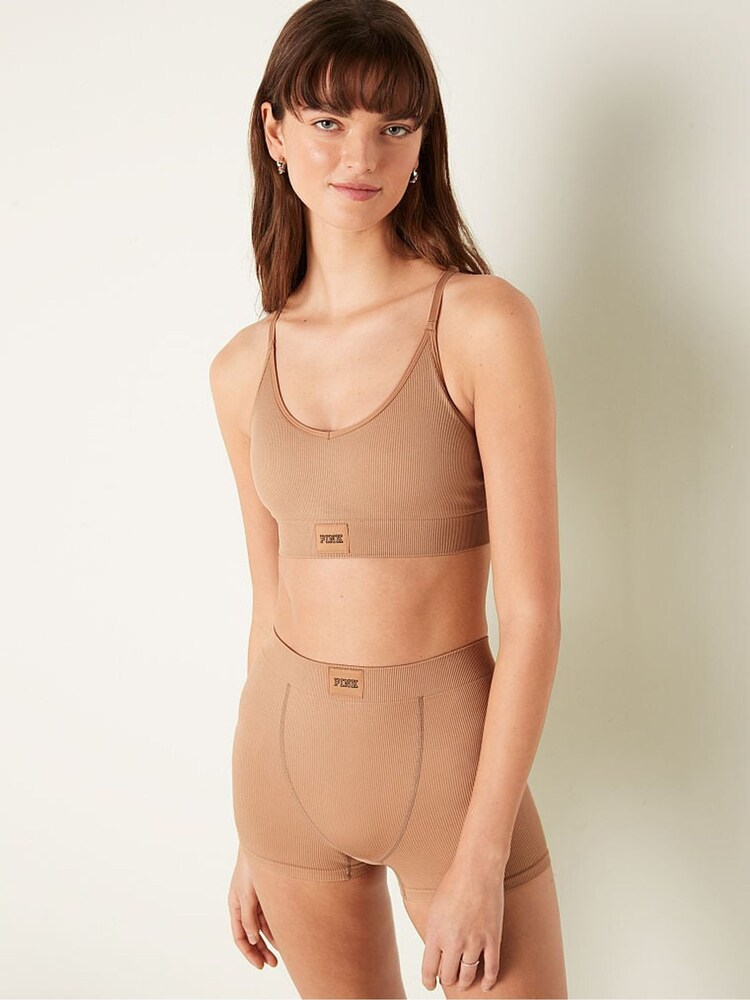 Victoria's Secret PINK Mocha Latte Nude Seamless Racerback Unlined Bra - Image 1 of 4