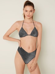 Victoria's Secret PINK Pure Black Triangle Shimmer Bikini Top - Image 1 of 4