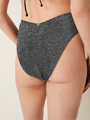 Victoria's Secret PINK Pure Black Brazilian Shimmer High Waist Cheeky Bikini Bottom - Image 2 of 4