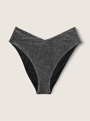 Victoria's Secret PINK Pure Black Brazilian Shimmer High Waist Cheeky Bikini Bottom - Image 3 of 4