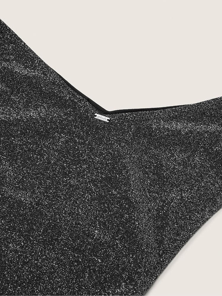 Victoria's Secret PINK Pure Black Brazilian Shimmer High Waist Cheeky Bikini Bottom - Image 4 of 4