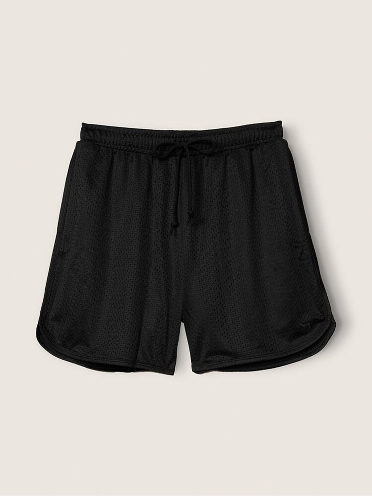 Victoria's Secret PINK Pure Black Mesh Curve Hem Dad Short - Image 1 of 1