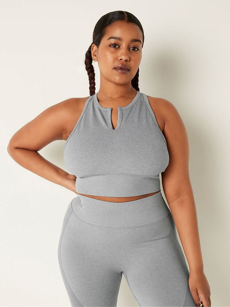 Victoria's Secret PINK Grey Oasis Seamless Sports Bra - Image 1 of 4