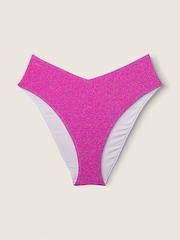 Victoria's Secret PINK Dahlia Magenta Pink Brazilian Shimmer High Waist Cheeky Bikini Bottom - Image 3 of 4