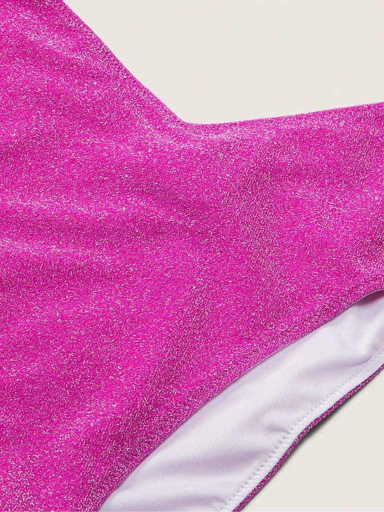 Victoria's Secret PINK Dahlia Magenta Pink Brazilian Shimmer High Waist Cheeky Bikini Bottom - Image 4 of 4