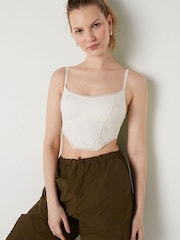 Victoria's Secret PINK Coconut White Lace Lightly Lined Corset Bralette - Image 1 of 4
