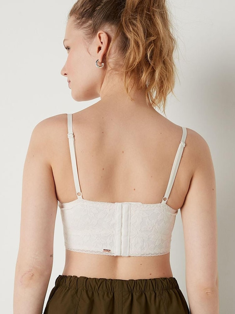 Victoria's Secret PINK Coconut White Lace Lightly Lined Corset Bralette - Image 2 of 4 Victoria's Secret PINK Coconut White Lace Lightly Lined Corset Bralette - Image 2 of 4