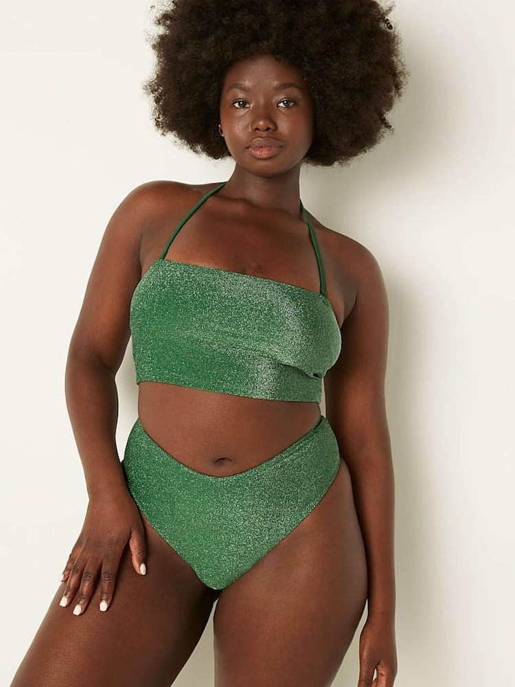 Victoria's Secret PINK Forest Pine Strapless Shimmer Bikini Top - Image 1 of 5