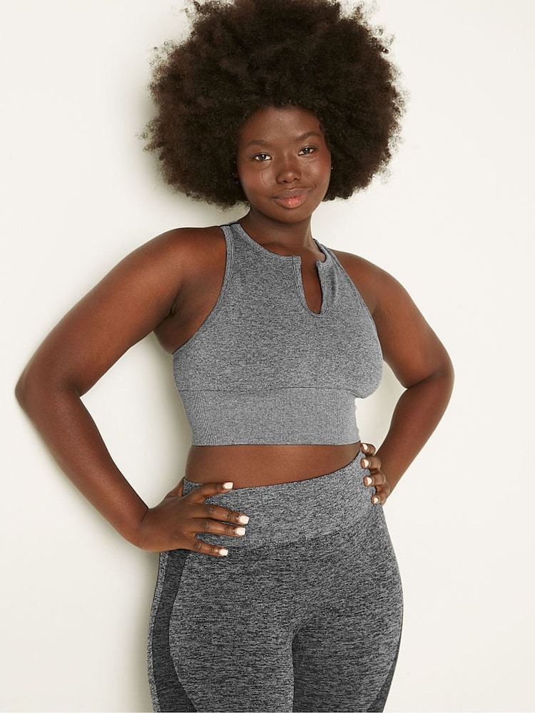 Victoria's Secret PINK Pure Black Seamless Sports Bra - Image 1 of 4 Victoria's Secret PINK Pure Black Seamless Sports Bra - Image 1 of 4