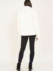 Yumi White Short Wrap Faux Fur Coat - Image 3 of 4