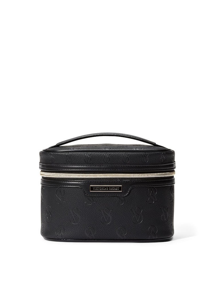 Victoria's Secret Black Embossed Monogram Makeup Bag - Image 1 of 1
