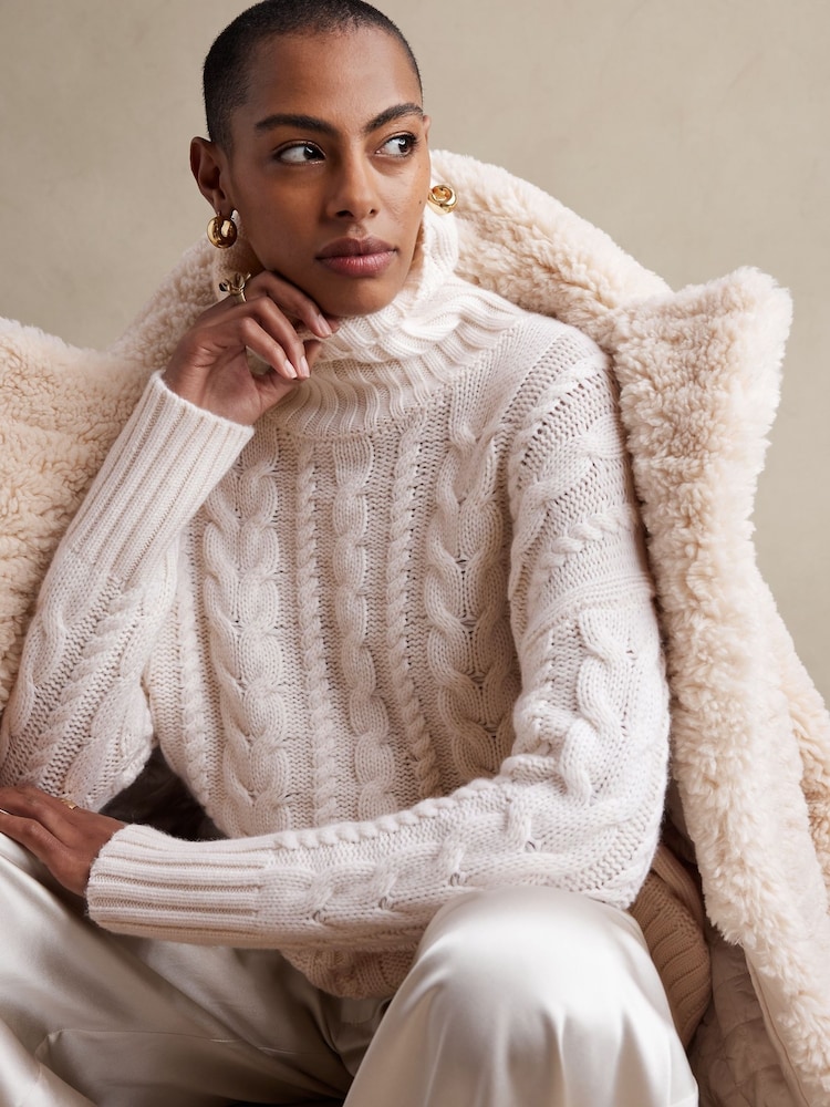 Banana Republic Cream Breton Merino-Cashmere Jumper - Image 1 of 4