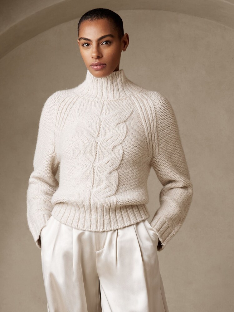 Banana Republic White Arran Cable Jumper - Image 1 of 2