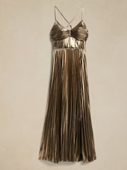 Banana Republic Gold Raggiera Pleated Dress - Image 4 of 4