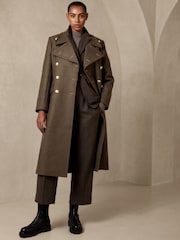 Banana Republic Green Cian Melton Double-Breasted Long Coat - Image 1 of 4