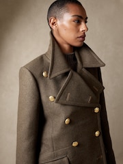 Banana Republic Green Cian Melton Double-Breasted Long Coat - Image 3 of 4