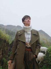 Banana Republic Green Cian Melton Double-Breasted Long Coat - Image 4 of 4