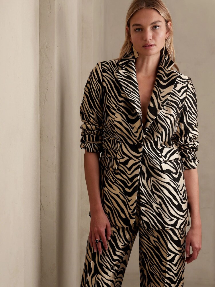 Banana Republic Zebra Print Eclat Brocade Blazer - Image 2 of 7